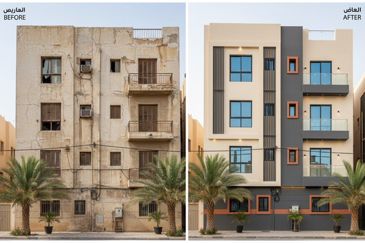 دهان تجديد واجهات مباني سكنية